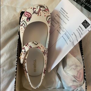 Mini Melissa white unicorn ballet flats NEW